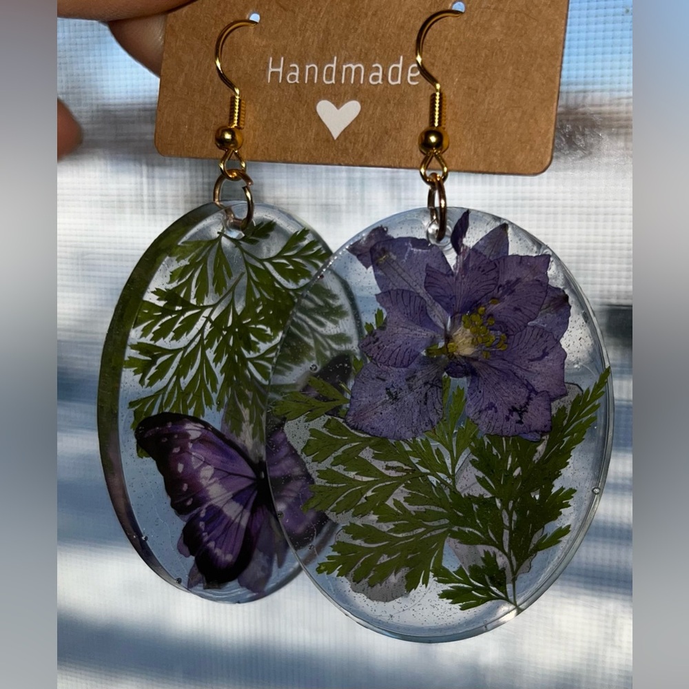 Handmade Floral Resin Earrings